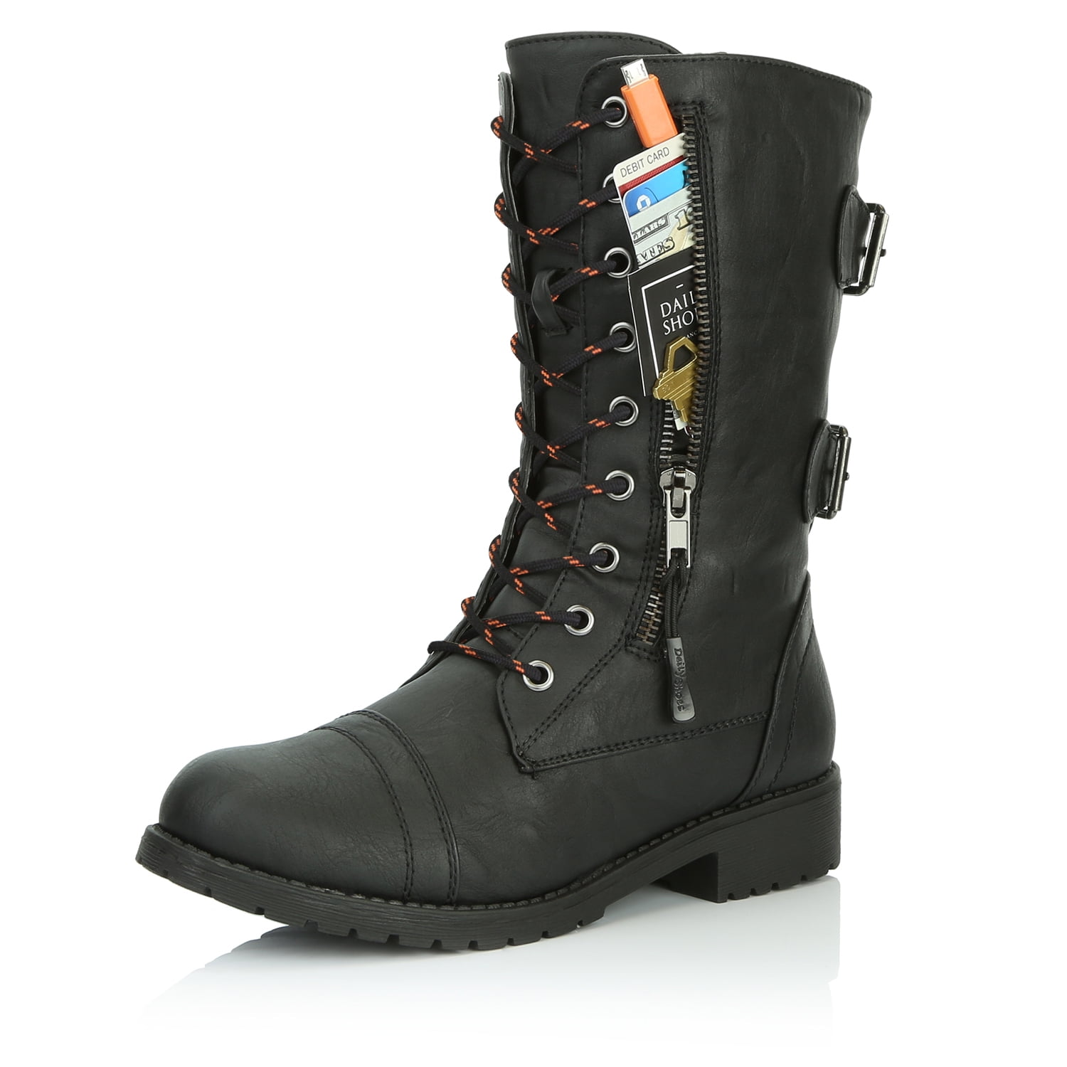 womens combat boots with pocket