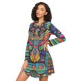 thumbnail image 3 of FORMRS Womens Long Sleeve Nightgowns Crew Neck Sleep Shirt Soft Pajamas Sizes S-3XL, Abstract Eagle, 3 of 8