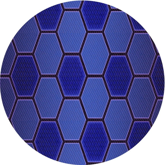 Ahgly Company Indoor Round Patterned Denim Dark Blue Area Rugs, 5' Round