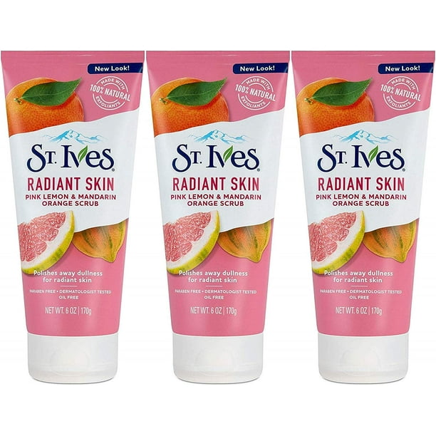 Scrub St. Ives Even & Bright Pink con limón y mandarina, 180 ml (paquete de 3)