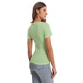 thumbnail image 4 of Women Casual Long Sleeve Slim Scoop Neck Fit T Shirts Basic Tee Tops Crew, 4 of 5