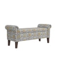 thumbnail image 6 of Homesvale Wallen 56.5"W x 24.5" H Storage Bench Ottoman with Rolled Arms for Living Room, Bedroom, Entryway, Orange & Gray Damask Pattern, 6 of 8