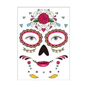 Temporary Face Makeup Stickers Day Of The Dead Sugar Flower Black Internet Red Rose Full Face Stickers Home Party Supplies