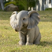 Hi-Line Gifts Trunk Up Baby Elephant Outdoor Garden Statue - 8.5"