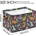 thumbnail image 4 of GZHJMY Colorful Dinosaurs Print Foldable Storage Bin Bedroom/Office Rectangular Canvas Basket 14.2"x10.2", 1 PCS Cube Organizer Boxes with Handles for Books/Clothes/Toys, 4 of 7