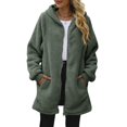 thumbnail image 5 of YDDIAN Hooded Winter Jackets for Women Plus Size Long Comfy Fleece Hoodies Zip Up Fuzzy Y2k Fashion Clothes with Pockets Dark Gray XL, 5 of 5