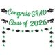 thumbnail image 1 of Yanonmyfd Black and Red Congrats Grad Banner,Class of 2026 Banner and Graduation Caps Garland,Glitter Red Graduation Decorations Banner,Pre-Strung Graduation Banner for Graduation Decorations 2026, 1 of 18