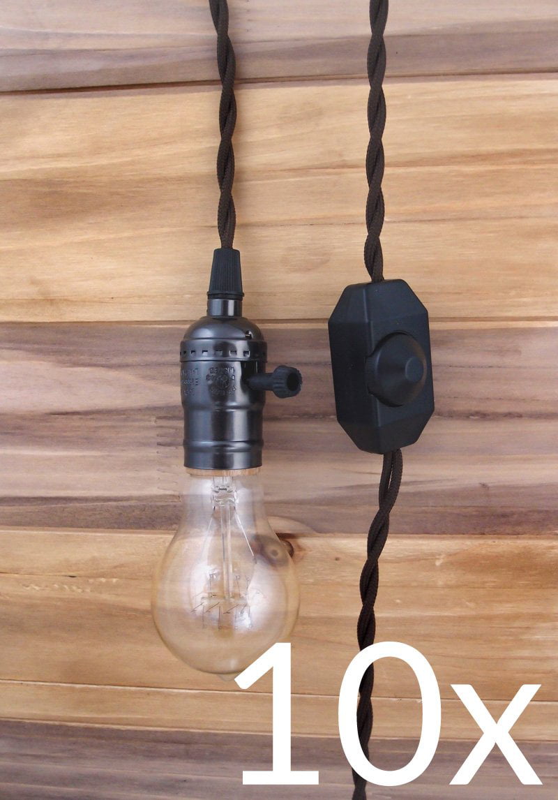 by PaperLanternStore 11FT, Black Fantado Bulk CASE Single Socket Pendant Light Commercial Grade Outdoor Cord Kits 6 Pack 
