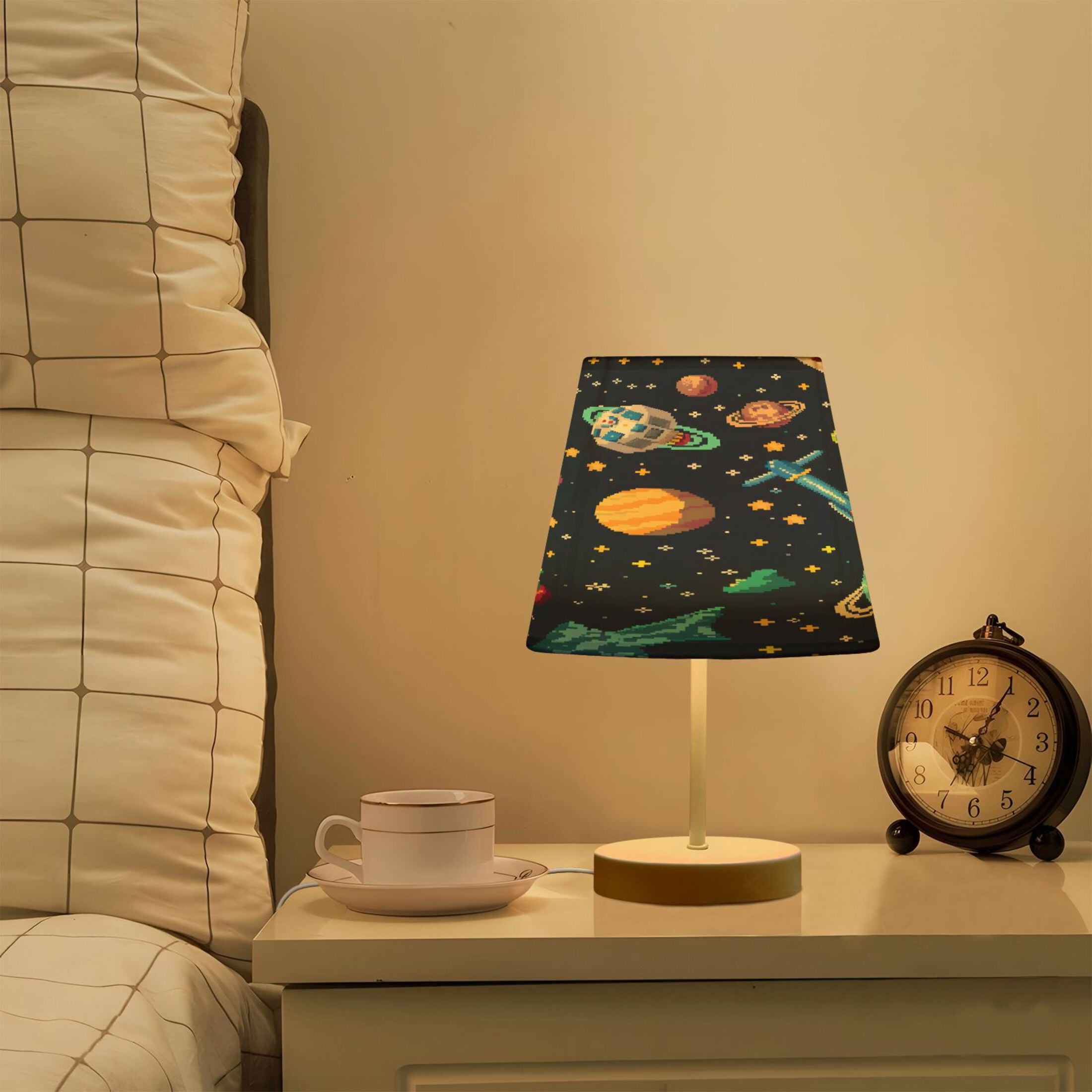 Space Stars Planet Rocket Desk Lamp LED Table Nightstand Lamps with 3 Color Temperatures for Home Bedroom Living Room Decor 6x11