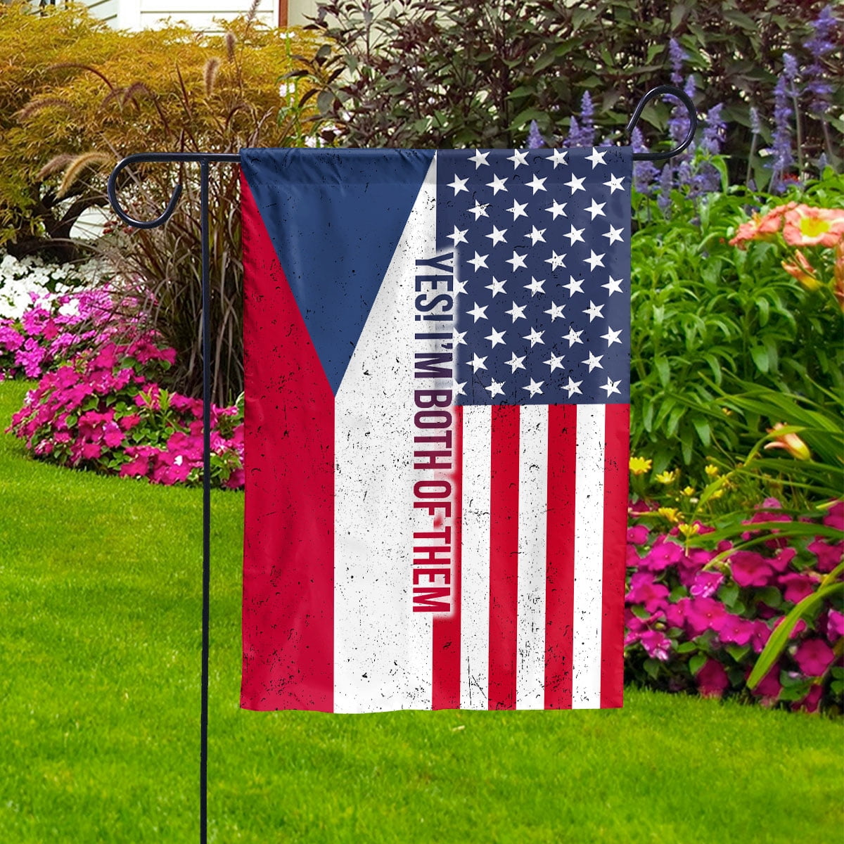 American Half Czech Republic Flag Czech Friendship U.S.A My Home My Blood House Flag, Double-Sided Decorative Outdoor Flag, Patriotic Polyester Yard Flag 29.5 x 39.5 in
