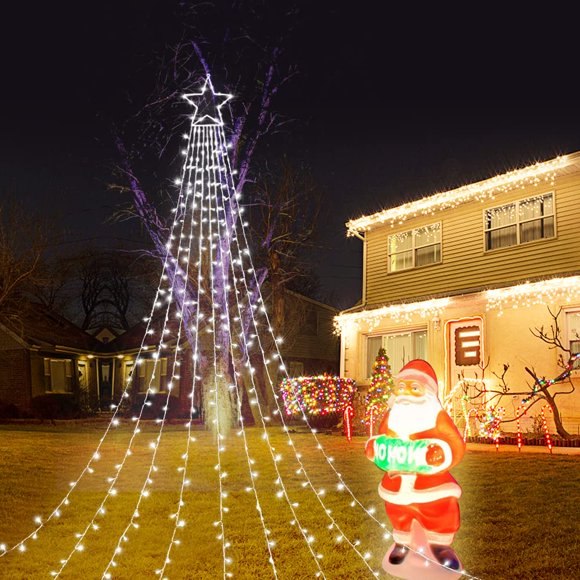 Cadena de luces con forma de estrella de Navidad MINIAO 320 LED, 3,5 m, resistente al agua