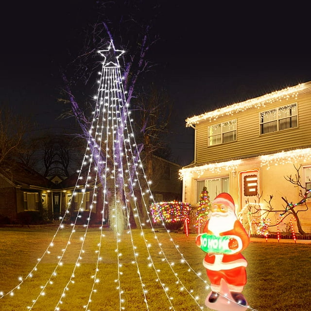 Cadena de luces con forma de estrella de Navidad MINIAO 320 LED, 3,5 m, resistente al agua