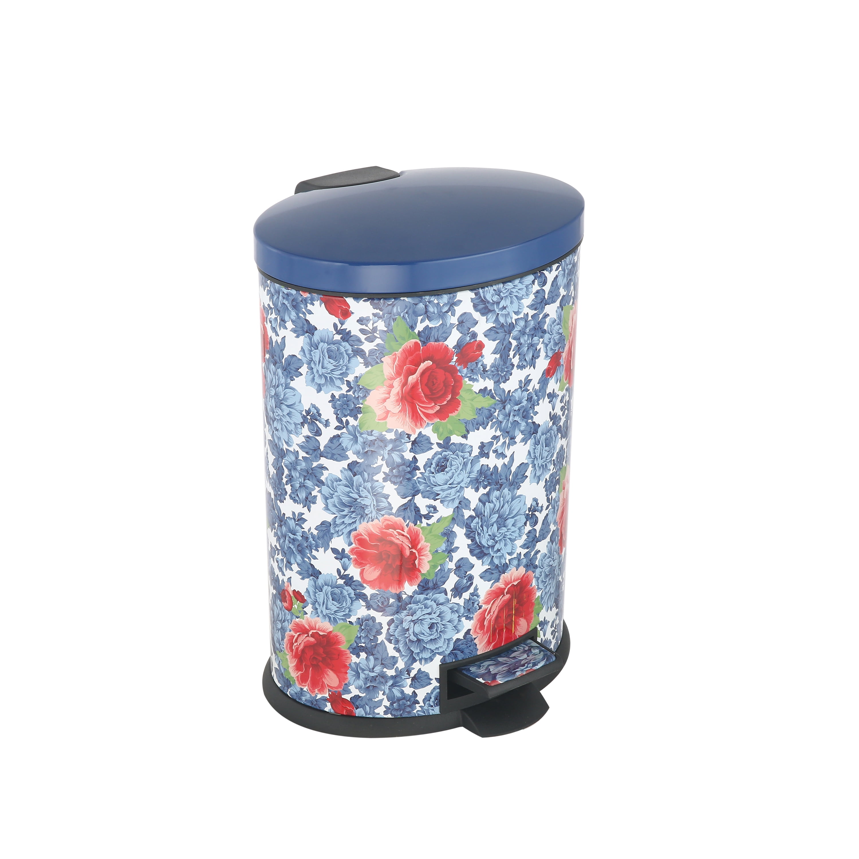 Pioneer Woman Stainless Steel 10.5 gal and 3.1 gal Kitchen Garbage Can  Combo, Breezy Blossom 
