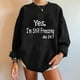 thumbnail image 2 of Gibobby Tops Mujeres Casual Blusa informal de manga larga con cuello redondo y letras impresas para mujer (Negro, XXL), 2 of 5