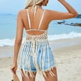 thumbnail image 4 of Women's Solid Color Tassel Camisole - Beach Swimsuit Cover Up with Hollow Design, 4 of 8