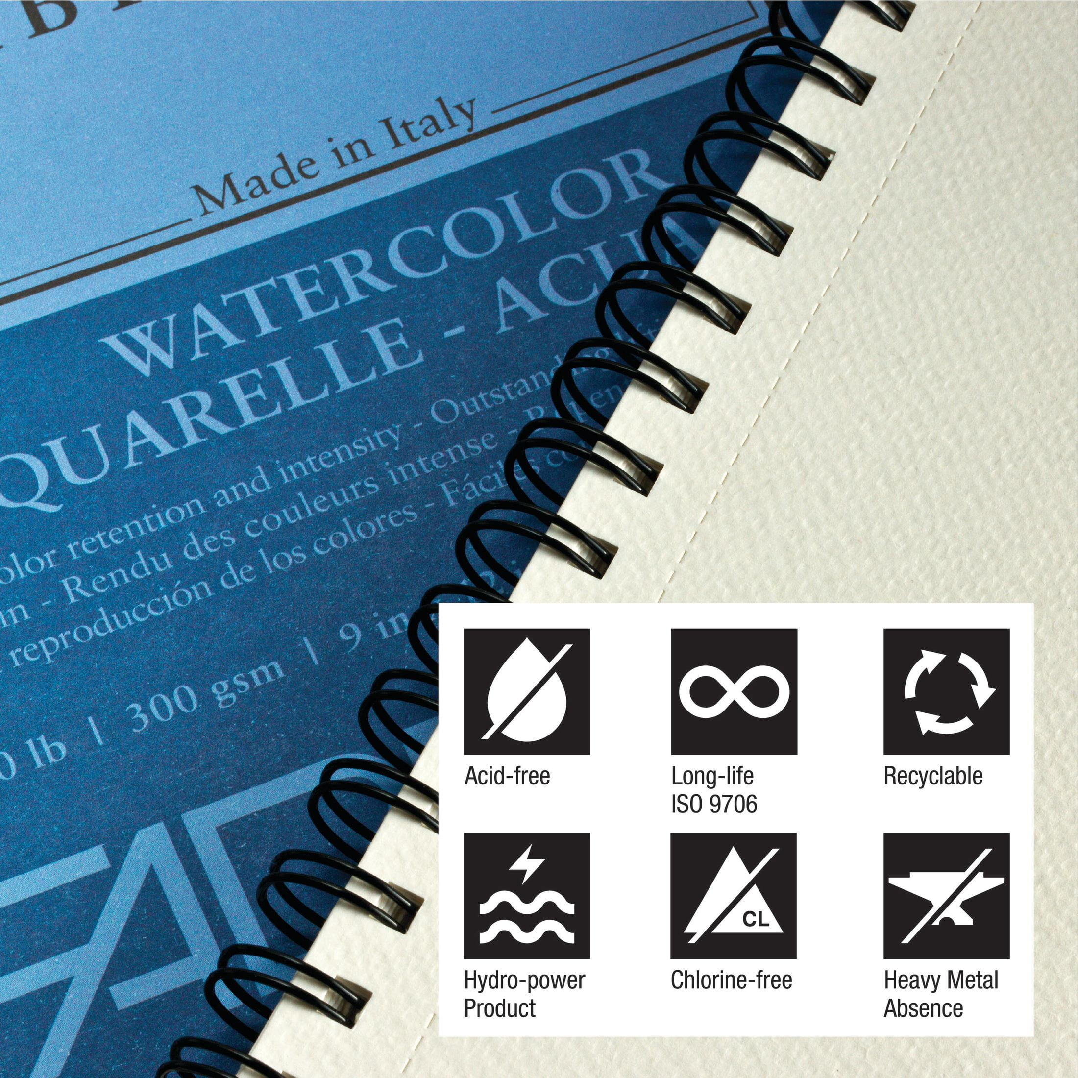 Fabriano 1264 Watercolor Pad, Glue Bound, 18”x24”, 140 lb, 20 Sheets, 100% Alpha-Cellulose, Wet Media