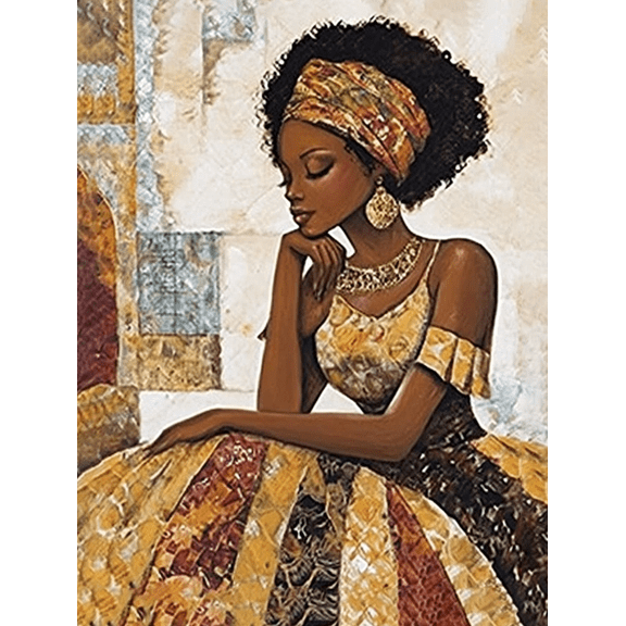 African American Woman Canvas Wall Art,Suitable for Living Room,Bedroom,Bathroom,Office,Dining Room Decoration
