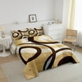 thumbnail image 3 of Erosebridal Geometric Circle Line Bedding Comforter Set, Brown Black Abstract Aesthetic Down Comforter Lightweight 2 Pieces, 3 of 8