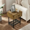 thumbnail image 4 of VECELO Set of 2 Nightstand with 1-Drawer, Modern Side End Table with Open Mesh Shelf for Living Room, Bedroom, Office, Light Brown, 4 of 7