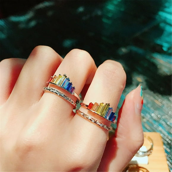 TopLLC Rings Round Diamond Wedding Anniversary Gift Accessory Rings Size Ring ring