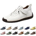 thumbnail image 5 of AUDeals Womens Handmade Casual Leather Sneakers Non Slip Ankle Loafers Outdoor Walking Shoes (White, 6.5), 5 of 5