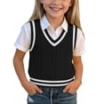thumbnail image 2 of Kaemgyyd 0-15 T Girl's Sweater Infant Vest Tops Fall V Neck Sleeveless Pullover Cute Color Block Cable Knit Toddler Clothes, 2 of 6