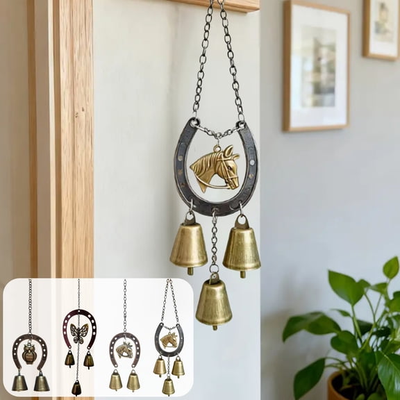 Wind Chimes Outdoor Metal | Horseshoe Shape Garden Wind Chime | Home Decor, Melodious Sound, Bronze Color, Durable Small Bells, 13.8 in, Gift Idea