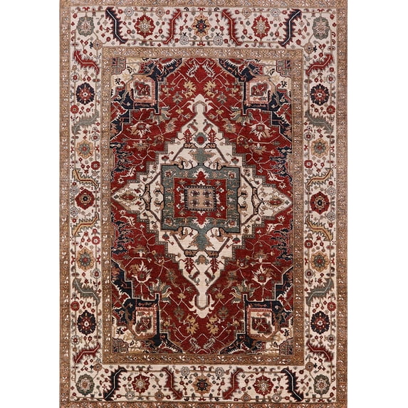 Ahgly Company Machine Washable Indoor Rectangle Industrial Modern Saffron Red Area Rugs, 8' x 12'