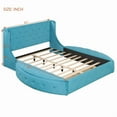 thumbnail image 4 of [Luckynote]Upholstered Platform Bed Queen Size Storage Velvet Bed with Wingback Headboard and 1 Big Drawer,2 Side Storage Stool(Blue), 4 of 10