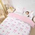 thumbnail image 3 of spefrowx White Pink Bow Twin Duvet Cover for Girls, Cute Love Heart Silhouette Twin Bedding, Pink Reversible, 2pcs, 1 Duvet Cover and 1 Pillowcase, 3 of 6