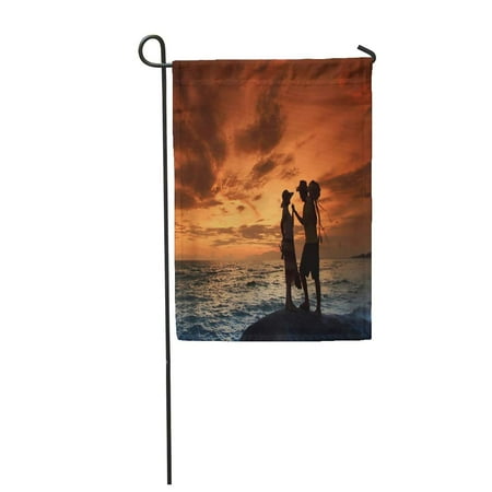 Patio Beach Thailand LADDKE Colorful Thai Lover Romantic Scene Royong Beach Thailand at Dusk Garden Flag Decorative Flag House Banner 12x18 inch ()