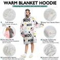 thumbnail image 5 of Wearable Oversized Blanket,White Cow Moo Dot Heart Pattern Wearable Blanket Hoodie for Adults,Cozy Hooded Blankets with Super Pockets,Super Warm Fuzzy Pullover for Women & Men, 5 of 6
