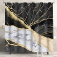 thumbnail image 5 of FRAMICS Black Gold Marble Shower Curtain Sets with Rugs, 16 Pc Modern Abstract Bathroom Sets, Waterproof Fabric Bathroom Curtain Decor with Hooks, 5 of 9