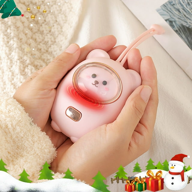 Clearance! Hand Warmer Cute Bear Modelling Fast Heating Speed Heating Temperature Regulation Portable Rechargeable Hand Warmer Built-in LED Light