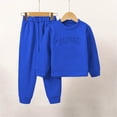 thumbnail image 2 of Girls Fleece Sweatshirt Fall And Winter Solid Color Letter Printing Warm Windproof Two Piece Set 5-6 Years Blue, 2 of 5