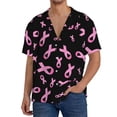 thumbnail image 7 of Lsque Breast Cancer Awareness print Men's Cuban Collar Short Sleeve Shirt Summer Beachwear Casual Button Down Fashionable Vacation Leisure Shirt-4X-Large, 7 of 7