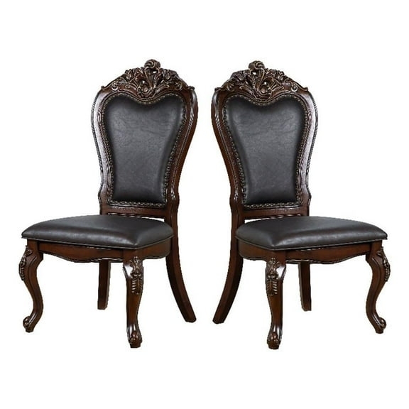 Bowery Hill Faux Leather Side Chairs in Dark Cherry (Set of 2)
