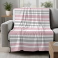 thumbnail image 2 of Pink Stripes Blanket Soft Cozy Warm Twin Blanket for Bed, Plush Fuzzy Flannel Fleece Blankets for Sofa, Modern Minimalist Horizontal Ombre Lines Throw Blankets for Couch, Gifts for Men, 60"x80", 2 of 9