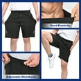 thumbnail image 3 of COOPLUS Mens Elastic Waist Drawstring Shorts Casual Classic Fit Stretch Flat Front Shorts with Pockets for Men, 3 of 6