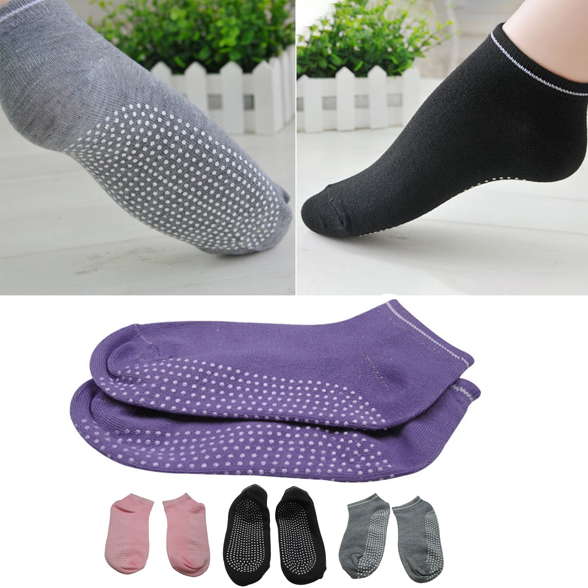 Walbest 1 Pair Full Toe Non Slip Yoga Socks for Women, Anti-Skid Socks ...