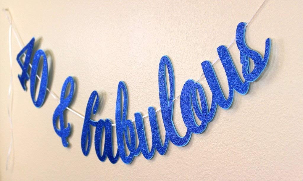 All About Details 40 & Fabulous Cursive Banner (Blue) - Walmart.com