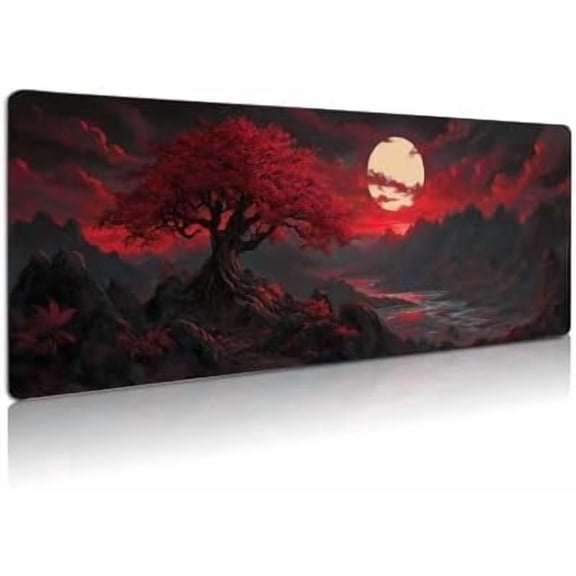 Extended Gaming Mouse Pad, Large Mouse Mat 3 mm Nature Rubber Base Mousepad with Stitched Edges, Non-Slip Desk Mat for Office Home Great Gift 31.5x11.8 Inch (Dark Canyon 1)