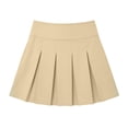 thumbnail image 4 of Girls' School Pleated High Waist Stretch Sports Casual Skirt With Pockets Suitable(Khaki,130/9Y), 4 of 7