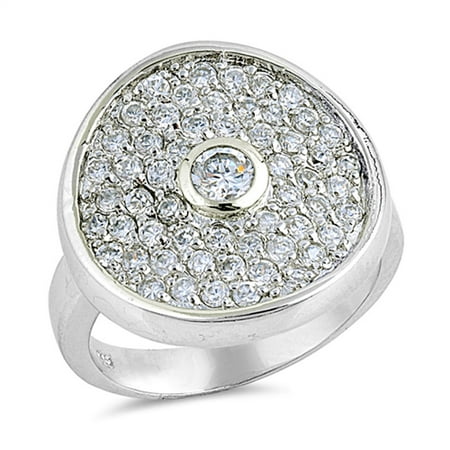 - Clear CZ Micro Pave Circle Wide Ring ( Sizes 6 7 8 9 ) New .925 Sterling Silver Band Rings by Sac Silver (Size 7)