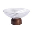 thumbnail image 1 of Frutero con pedestal, cesta de frutas, decoración moderna, base de madera, bandeja multiusos para guardar comida y refrigerios, soporte para platos pa Blanco, 1 of 9