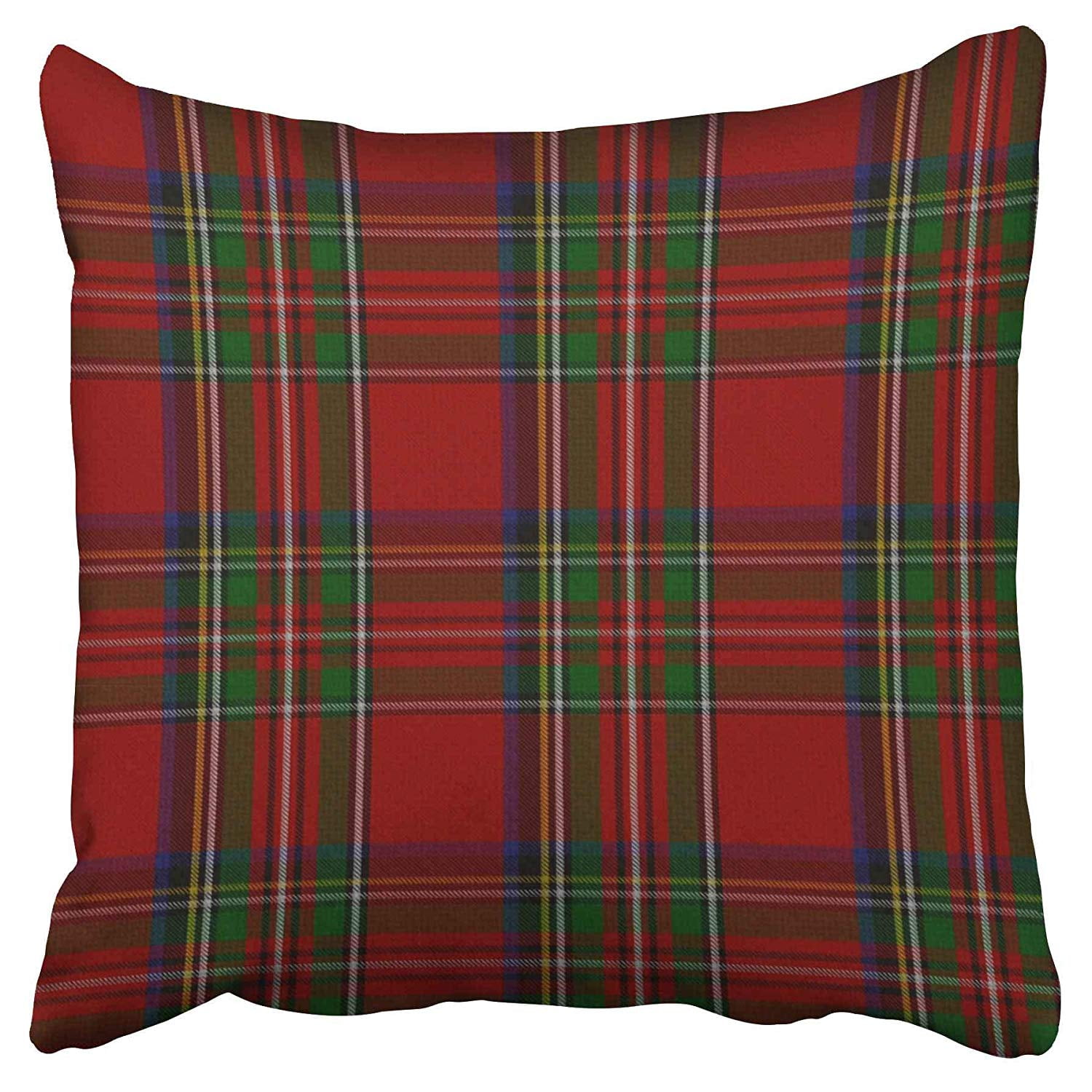 ECCOT Polyester Stewart Tartan Red Plaid Pillow Case Pillow Cover 16x16