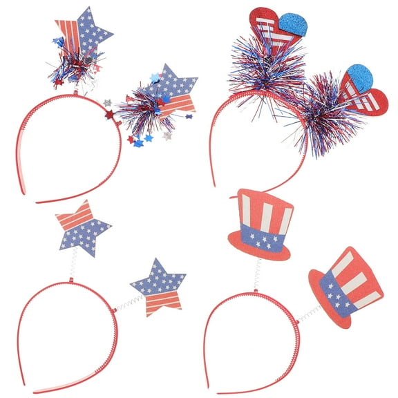 FOLOYORI 4Pcs Usa Flag Headband Classic Design For July Fourth Of July Hair Accessories Parties