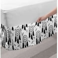 thumbnail image 2 of Dreamcatcher Bed Skirt, Rhythmic Feathers Native Protective Symbol Bohemian Art, Elastic Bedskirt Dust Ruffle Wrap Around for Bedding Decor, 4 Sizes, Pale Taupe Charcoal Grey, by Ambesonne, 2 of 2