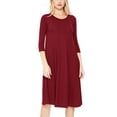 thumbnail image 2 of Women's Relexed Fit 3/4 Sleeve Round Neck A-Line Long Dress, 2 of 4