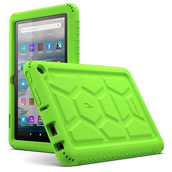 Poetic TurtleSkin Case for Amazon Fire 7 10th Gen Tablet 2022, Heavy Duty Silicone Case, Kids Friendly - Green